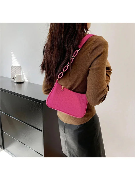 Style Wool Fiber Small Square Shoulder Bag Creative Stone Pattern Fashion Handbag for Women