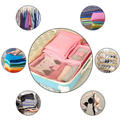 6pcs Travel Organizer Storage Bags Portable Luggage Organizers for Clothes, Shoes & Accessories Travel Bags for Women