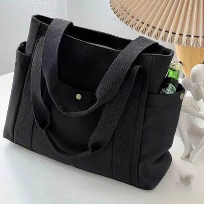 Versatile Large Capacity Canvas Tote Bag Stylish Shoulder Bag for Work, School & Commuting