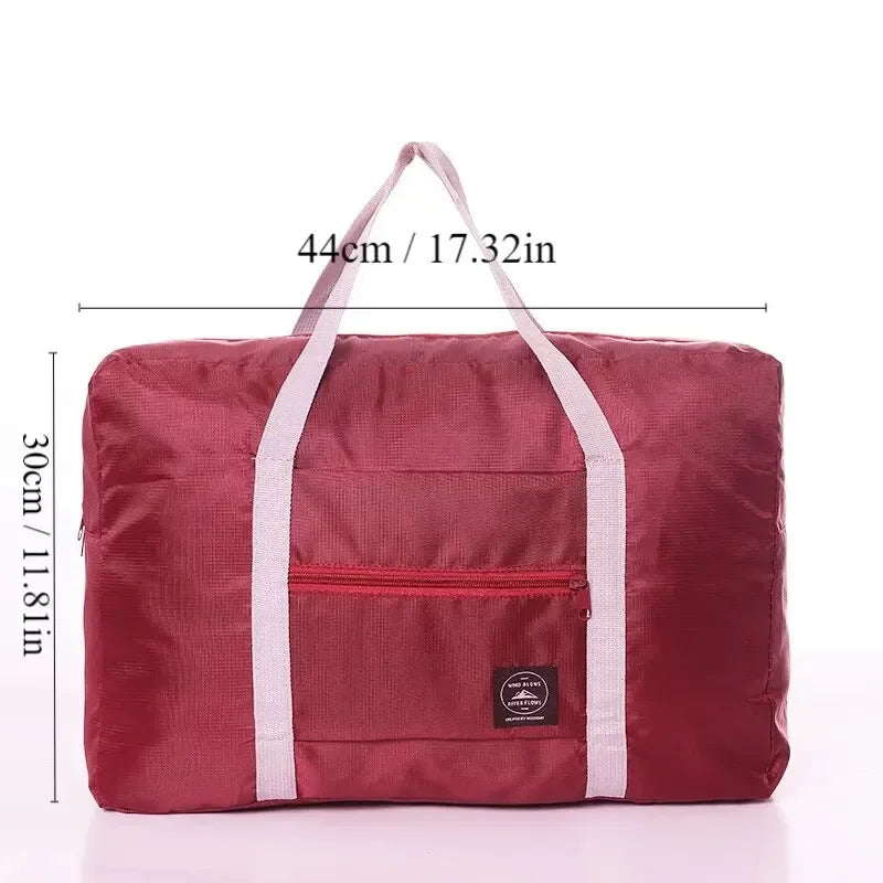 1Pc Multifunctional Folding Travel Bag  Large Capacity Waterproof Shoulder Hand Luggage Bag in Red, Navy & Green