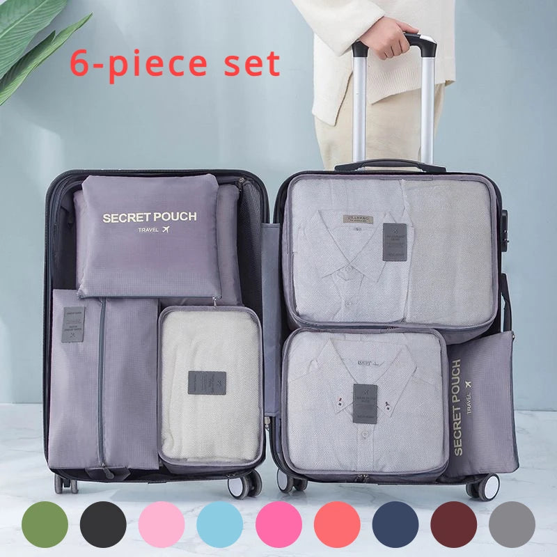 6pcs Travel Organizer Storage Bags Portable Luggage Organizers for Clothes, Shoes & Accessories Travel Bags for Women