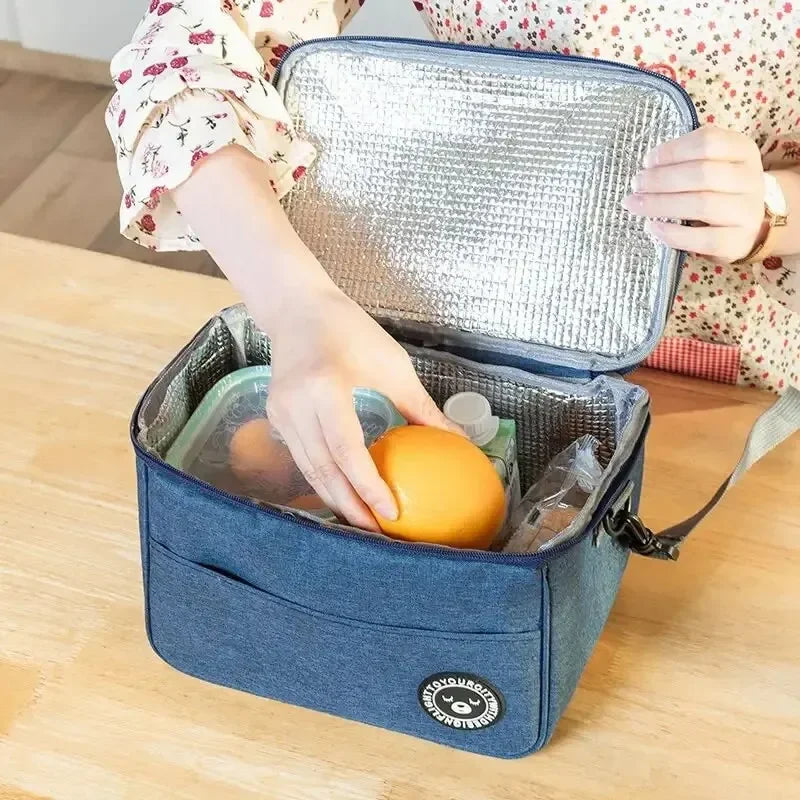 New Portable Lunch Bag – Waterproof Insulated Thermal Food Box with Shoulder Strap – Office Cooler Lunchbox for Fresh Meal Storage