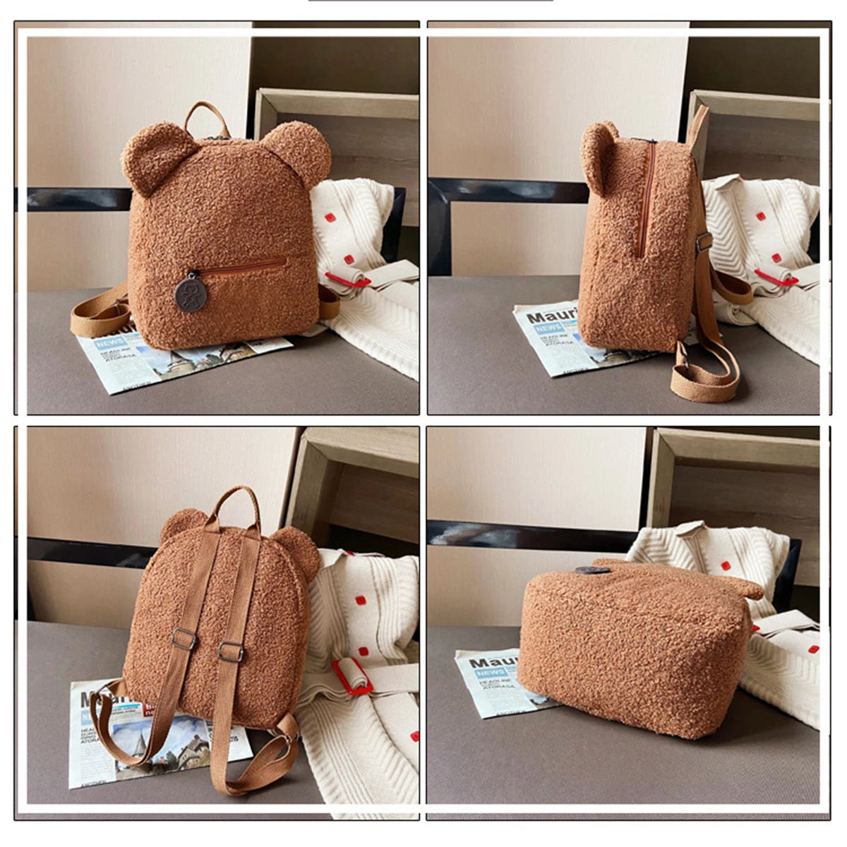 Women’s Cute Bear Shaped Shoulder Backpack