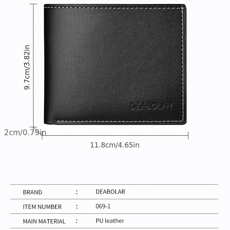 Men’s Slim PU Leather Wallet – Bifold RFID Card Holder with Cash Pocket | Minimalist Wallet