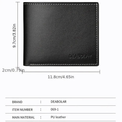 Men’s Slim PU Leather Wallet – Bifold RFID Card Holder with Cash Pocket | Minimalist Wallet