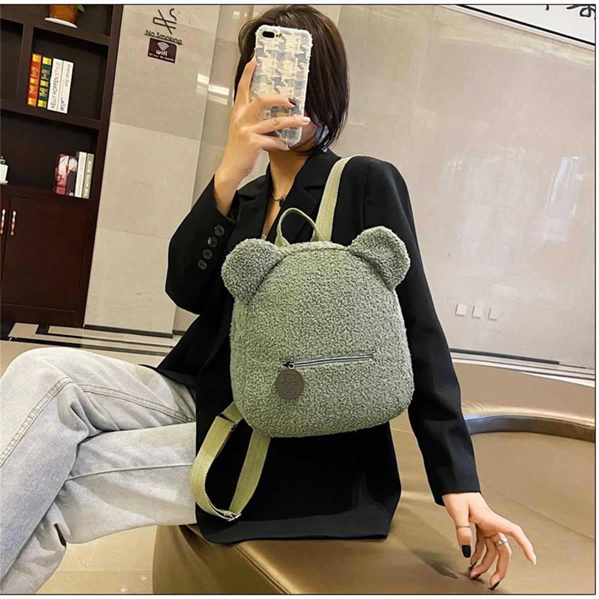 Women’s Cute Bear Shaped Shoulder Backpack