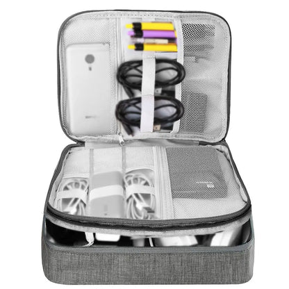 Travel Electronics Organizer Extra Large 3-Layer Cord & Tech Storage Bag Universal Carry Case for Phone, Cables & Gadgets