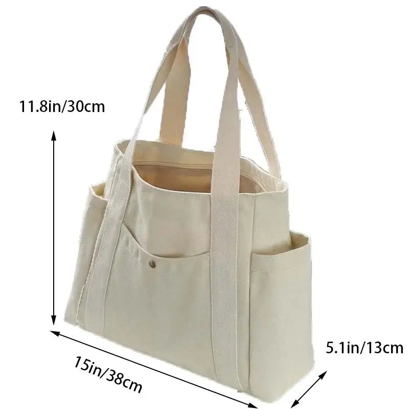 Versatile Large Capacity Canvas Tote Bag Stylish Shoulder Bag for Work, School & Commuting