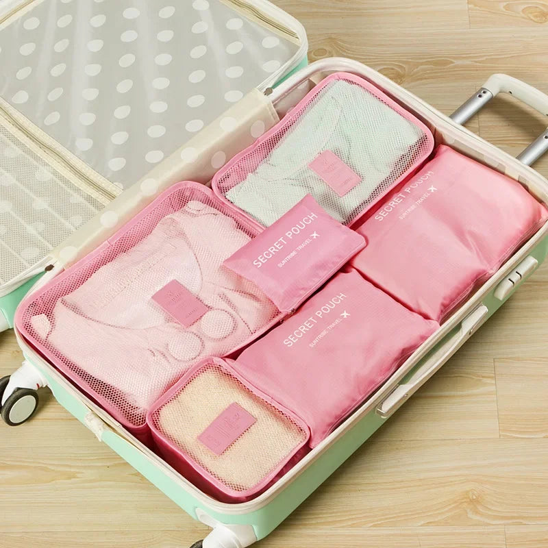 6pcs Travel Organizer Storage Bags Portable Luggage Organizers for Clothes, Shoes & Accessories Travel Bags for Women