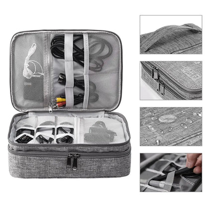 Travel Electronics Organizer Extra Large 3-Layer Cord & Tech Storage Bag Universal Carry Case for Phone, Cables & Gadgets