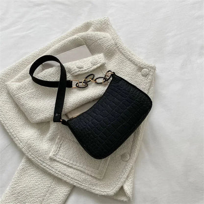 Style Wool Fiber Small Square Shoulder Bag Creative Stone Pattern Fashion Handbag for Women