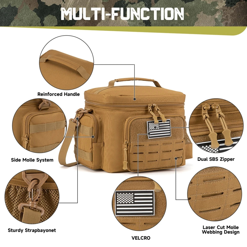 Tactical Lunch Bag for Men – Heavy Duty Leakproof Insulated Cooler Bag for Work, Outdoor, Camping, and Picnic – Durable Thermal Meal Storage